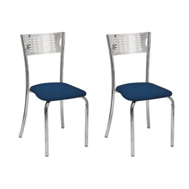 Imagem de Conjunto com 2 Cadeiras Penélope Cromado e Azul