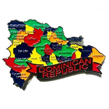 Imagem de Imã República Dominicana – Imã Mapa República Dominicana Bandeira Cidades Símbolos - Mapa Mundi Magnético - Imã Geladeira República Dominicana