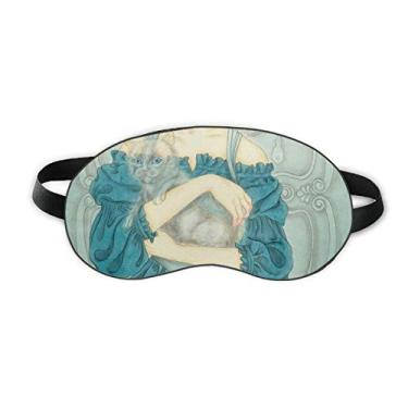 Imagem de Blue Dress Beauty Chinese Painting Sleep Eye Shield Soft Night Blinfold Shade Cover