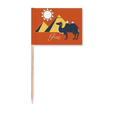 Imagem de Bandeira de palito de dente com estampa de camelo da pirâmide do Egito, enfeite de festa