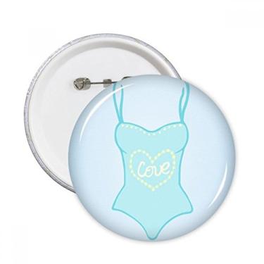 Imagem de Roupa de banho azul ilustrativa com alfinetes redondos, emblema, decoração de roupas, 5 peças, presente