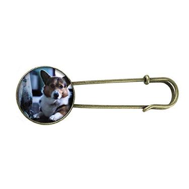 Imagem de Broche de metal retrô Corgi Dog Pet Animal Lonely Picture