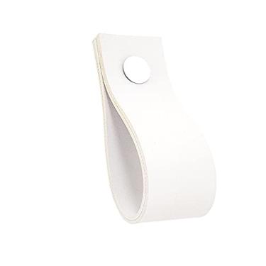Imagem de Puxador Doko Parafuso - Textura de Couro Branco - Parafuso Branco