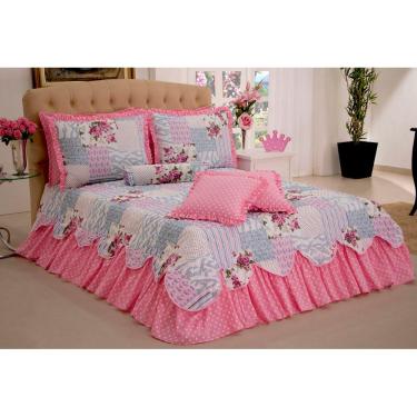 Imagem de Kit Colcha Cobreleito Belize Casal King Size 06 Pçs Rosa