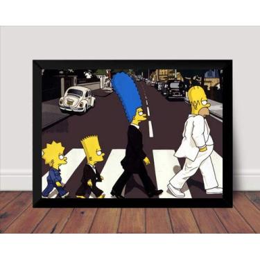 Imagem de Fanarte Quadro Os Simpsons The Beatles Pôster Moldurado 42x29,7 cm Sala de Estar
