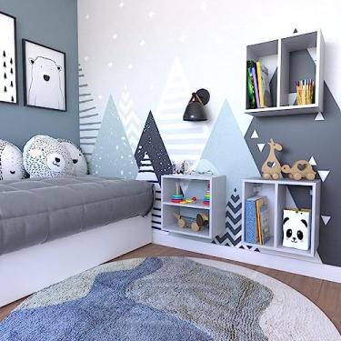 Imagem de Conjunto 3 Nichos Prateleira para Quarto Infantil Bramov Móveis Cinza Cristal