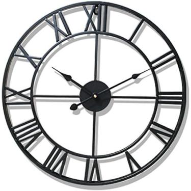 Imagem de Relógio De Parede De Metal Estilo Vintage – Relógio De Parede 3D Silencioso Para Decoração De Casa – Diâmetro 60 Cm 50 X 50 X 4 Cm,Preto,HaoAMZ