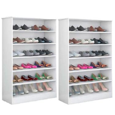 Imagem de Kit 2 Armários Multiuso Sapateira 5 Prateleiras Bella Cor Branco - Phoenix