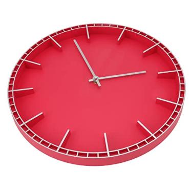 Imagem de Relógio de Parede Redondo Moderno e Inovador, Fácil de Ler, Operação Silenciosa, Material Premium, Ampla Aplicação, Ideal para Quarto de Cozinha de (5686 Prata com Vermelho