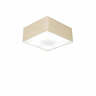 Imagem de Plafon Quadrado Cúpula Tecido 12/25x25 cm, Vivare Iluminação, Plafon3000 RST-04, Rustico Bege, Pequeno