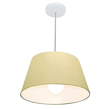 Imagem de Lustre Pendente Cone Cúpula Tecido 21/40x30 cm, Vivare Iluminação, Pendente4039 LA, Algodão Cru, Médio