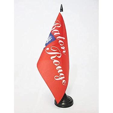 Imagem de Bandeira de mesa AZ Flag City of Baton Rouge de 12,7 cm x 20,32 cm – Bandeira de mesa Bâton-Rouge na Louisiana de 21 x 14 cm – Bastão de plástico preto e base