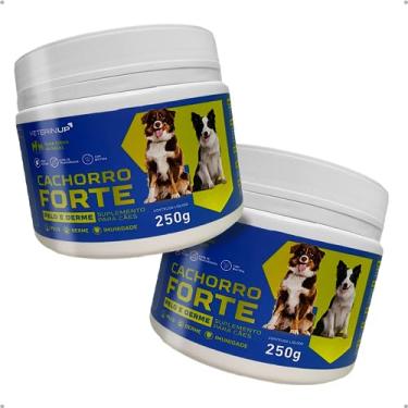 Imagem de 2 Potes Suplemento Cachorro Forte Pelo e Derme 250g - Suplemento Alimentar para Cães