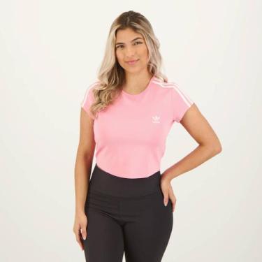Imagem de Camiseta Adidas Adicolor Classics 3 Stripes Feminina Rosa