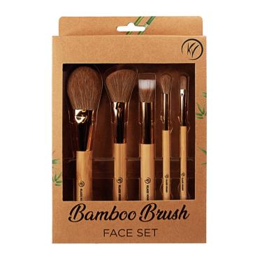 Imagem de Kit 5 Pincéis Pincel Maquiagem Chanfrado Para Base Blush Pó Iluminador Bamboo Brush Klass Vough