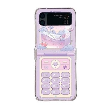 Imagem de Para Samsung Galaxy Z Flip 4 3 5 Capa de pulseira de pérola de desenho animado coreano para Samsung Z Flip4 Flip3 Zflip 5 Capa de corrente de pulso, roxoDHDK, para Samsung Z Flip 3