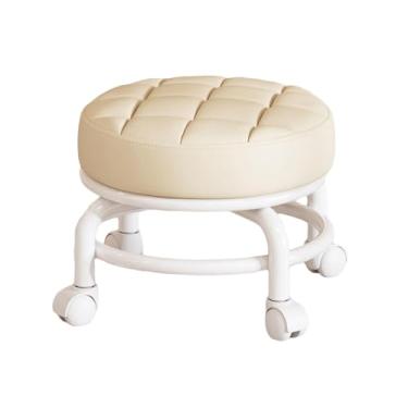 Imagem de Generic Assento de rolo baixo, banco preguiçoso para trabalho doméstico, redondo, cadeira giratória para adultos, polia, rodízios giratórios universais para, Bege