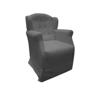 Imagem de Poltrona Cadeira De Amamentação Com Balanço Manu Suede Cinza Mz Decor