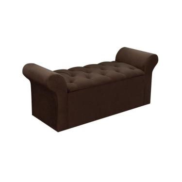 Imagem de Calçadeira Quarto Casal Miami Suede Marrom Chocolate - Simbal