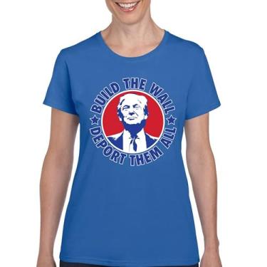 Imagem de Camiseta feminina Donald Trump 2024 Build The Wall Deport Them All MAGA America First FJB Republican President 47, Azul, P