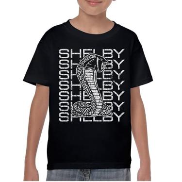 Imagem de Camiseta juvenil vintage Stacked Shelby Cobra American Classic Racing Mustang GT500 Performance Powered by Ford Kids, Preto, M