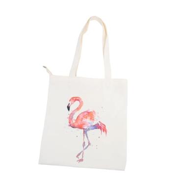 Imagem de Tendycoco Bolsa tiracolo de lona com alça removível, flamingo, ajustável, bolsa de ombro feminina, casual, bolsa de mão, para o verão, ao ar livre, viagem, encontros, trabalho (rosa)