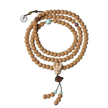 Imagem de Pulseira de semente original Bodhi de diamante natural, 108, acessórios de cabeça de madeira de álamo amarelo, colar de contas de Buda de nuvem auspiciosa, artigos de papelaria masculinos e femininos