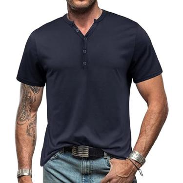 Imagem de BAFlo Camiseta masculina gola V | Camiseta de manga curta | Confortável e respirável, Azul royal, 3G