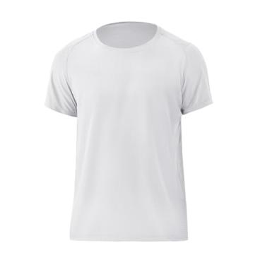 Imagem de Camiseta masculina de manga curta com FPS 50+ malha waffle casual atlética corrida academia ativa camiseta verão, Branco, GG
