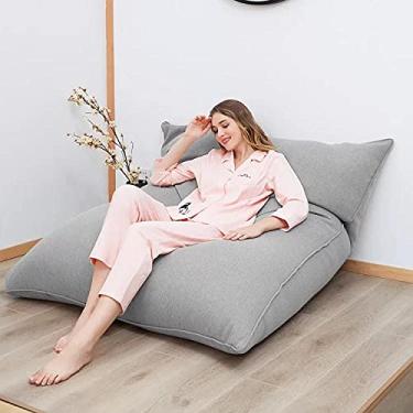 Imagem de QIROG Saco de feijão preguiçoso sofá casa dobrável removível e lavável sofá cadeira sofá cama multiuso sofá cama tatami-cavalheiro cinza_110 140 cm (jaqueta de sofá)