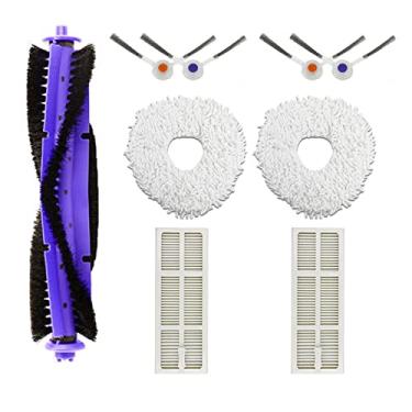Imagem de Kit de acessórios de substituição compatível com aspirador de pó robô Narwal Freo, 1 escova principal, 4 escovas laterais, 2 almofadas de esfregão, 2 peças sobressalentes Hepa Fiters (9 peças)