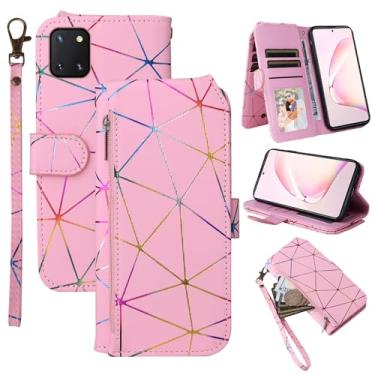 Imagem de Furiet Capa carteira para Samsung Galaxy Note 10 Lite com alça de pulso destacável, mais de 9 compartimentos para cartões, bolsa flip de couro PU de luxo, com zíper, suporte para cartão, capa