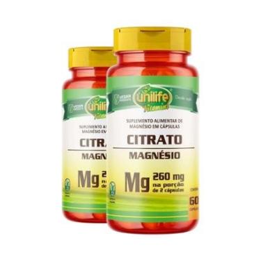 Imagem de Kit 2 Citrato de Magnésio 260mg 60 Cápsulas Unilife Vitamins-Unissex