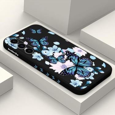 Imagem de LEECG Capa para Samsung Galaxy S23 Plus, design de padrão criativo, capa protetora fina de silicone para celular S23 Plus de 6,6 polegadas - aurora borboleta preta