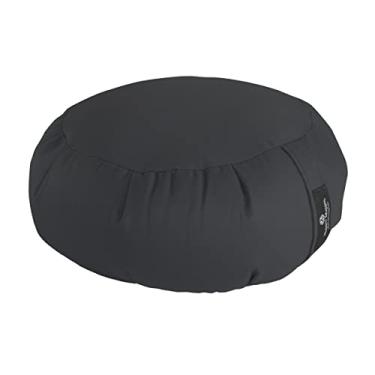 Imagem de Hugger Mugger Almofada de meditação Zafu – Cinza – Suporte em pernas cruzadas, preenchido com trigo sarraceno, tecido durável, alça conveniente, feito à mão nos EUA
