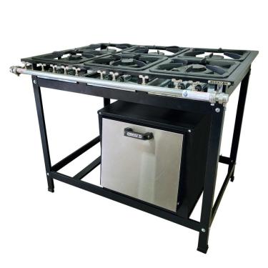 Imagem de Fogão Baixa Pressão 6 Bocas Alcazon com Forno 75 Litros Tampa Inox ACZ-005+ACZF-003