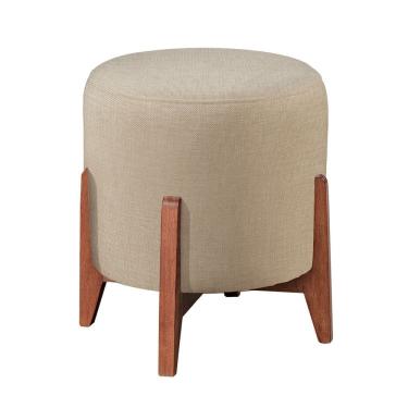Imagem de Puff Banqueta Madeira Maciça Thor Luxo Bege