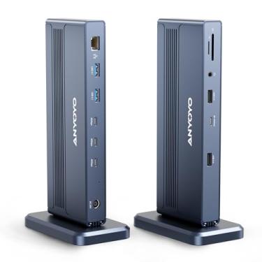 Imagem de ANYOYO Estação de ancoragem Thunderbolt Dual Monitor, estação de ancoragem para laptop MacBook Pro 13 em 1 para 8K 60 e Dual 4K60, USB 3.2 10Gbps, 1000Mbps Ethernet PD 120 W SD/TF 4.0 Dock para Mac