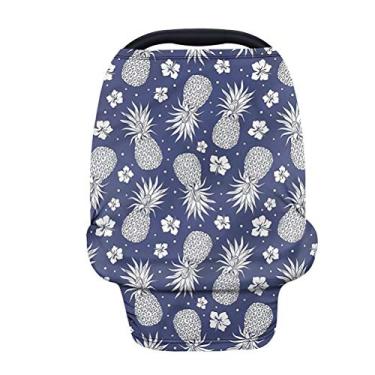 Imagem de GOSTONG Pinapple Streathy Capa de amamentação para amamentação, capa para assento de carro de bebê, capas para dossel de cadeirinha de bebê, cachecol para amamentação, capa multiuso para carrinho de bebê/cadeira alta, necessidades para chá de bebê