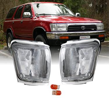 Imagem de USR DEPO 92-95 4Runner Luzes de canto – Conjunto de lâmpadas de seta para estacionamento nas curvas dianteira (esquerda + direita) compatível com Toyota 4 Runner 1992-1995 (todas as lentes transparentes, vem com 2 lâmpadas âmbar)