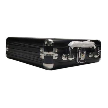 Imagem de shamjina Caixa de chip de liga de alumínio, recipiente de armazenamento vazio, caixa de cartões organizador com forro de esponja, suporte de chip para, 100 fichas