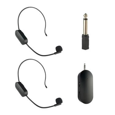 Imagem de kowaku Microfone microfone sistema de fone de ouvido sistema pa amplificador voz microfone recarregável fone de ouvido para guia turístico, 2 microfones