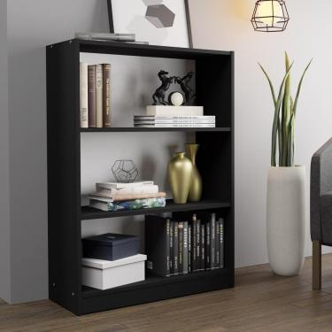 Imagem de Estante Para Livros Home Sala Madesa 6907 Com 3 Nichos Preto