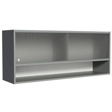 Imagem de Armário Aéreo 2 Portas Vidro Pontilhado E 1 Nicho Cinza