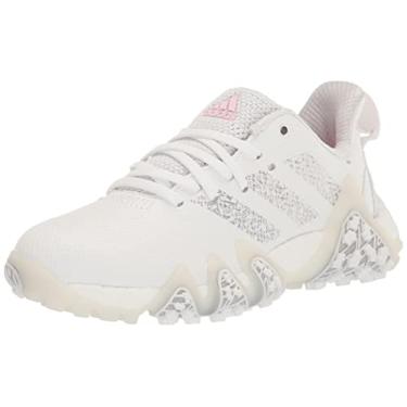 Imagem de adidas Codechaos 22 Tênis de golfe feminino Spikeless, Calçado branco/prata metálico/rosa claro, 41
