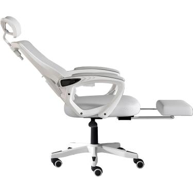 Imagem de Cadeira de escritório de mesa, cadeira de computador de couro PU com encosto alto grande, cadeira de escritório executiva com apoio para as pernas e apoio lombar, cadeira de escritório de ma