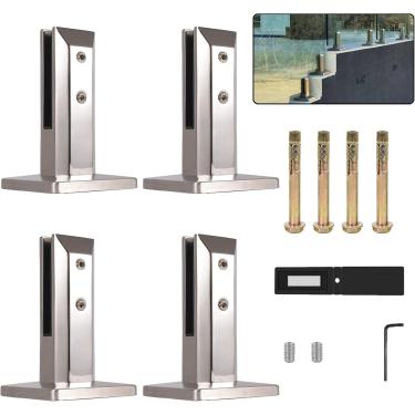 Imagem de Torneira de cerca de piscina de vidro SS2205 de grau marinho, torneira de corrimão de vidro Espessura de vidro 3/10 "a 1/2" Suporte de braçadeira de corrimão para varanda de convés Balaustra