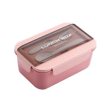 Imagem de Pote Marmita Lanche Box Com 3 Divisórias E Talheres 1100ml Lunchbox Hermética