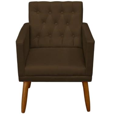 Imagem de 01 Poltrona para Sala de espera Resistente confortável tecido veludo confortável pés de madeira reforçado MOBLAN decor (MARROM)