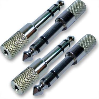 Imagem de Kit 4 adaptadores metal jack p2 x p10 plug conector estereo profission